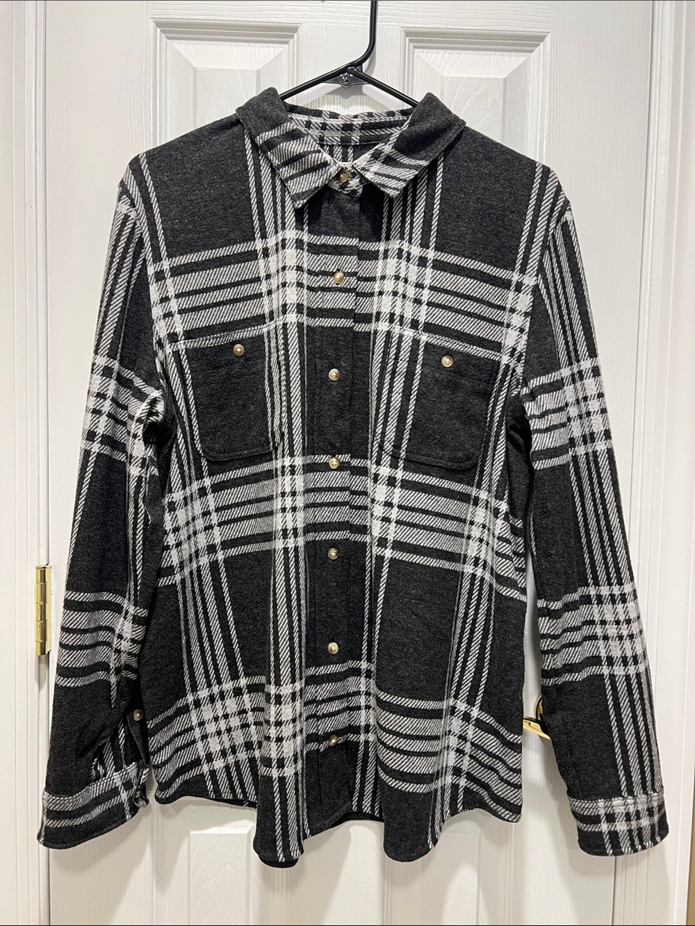 FAHERTY Legend Sweater Shirt - Charcoal Bone Plaid - Size XL